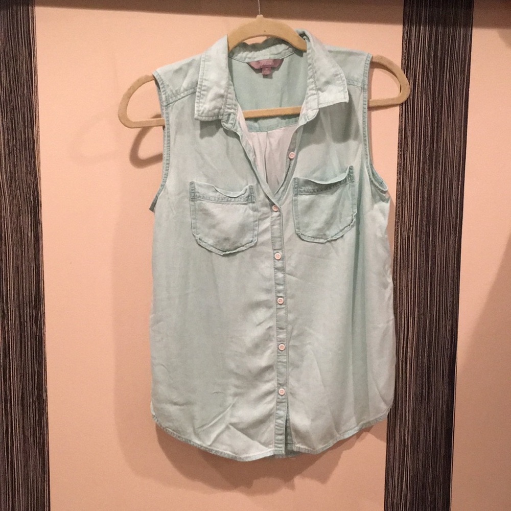 Rubbish mint green button up tank top
